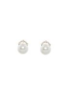 Kataoka Pearl Earrings With Diamond Arc - Rose Gold