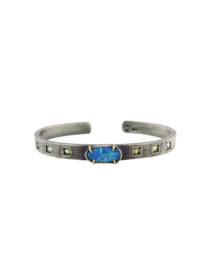 Deanna Hamro Boulder Opal And Princess Cut Green Sapphire Cuff