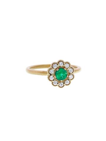 Megan Thorne Round Mosaic Emerald And Diamond Ring - Yellow Gold