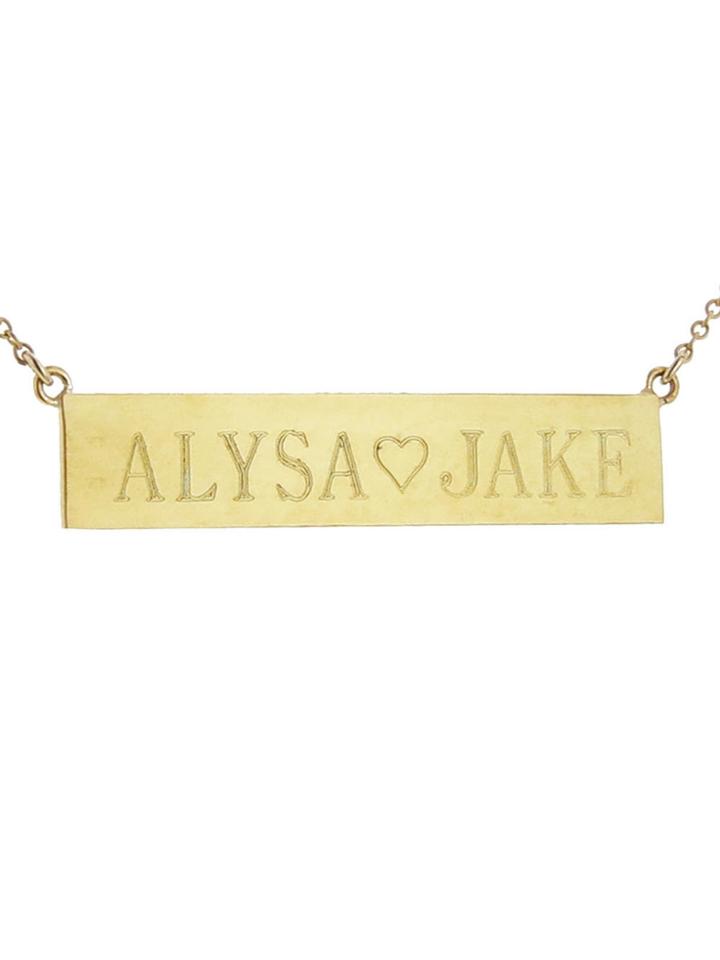 Jennifer Meyer Personalized Nameplate Necklace - Yellow Gold 2 Sided Engraving - 17