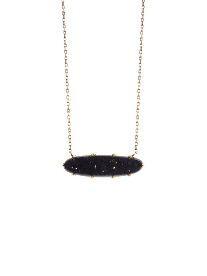 Jamie Joseph Small Oval Brazilian Black Drusy Pendant Necklace