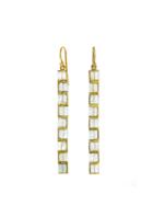 Nak Armstrong Long White Sapphire Mosaic Earrings
