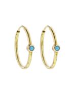 Jennifer Meyer Small Hoops With Turquoise - Yellow Gold