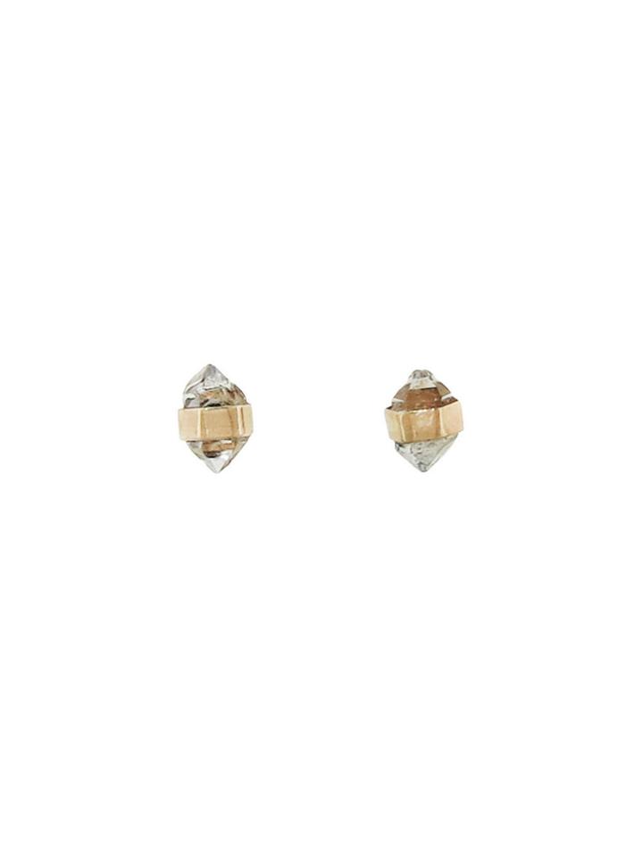 Melissa Joy Manning Gold Herkimer Diamond Stud Earrings