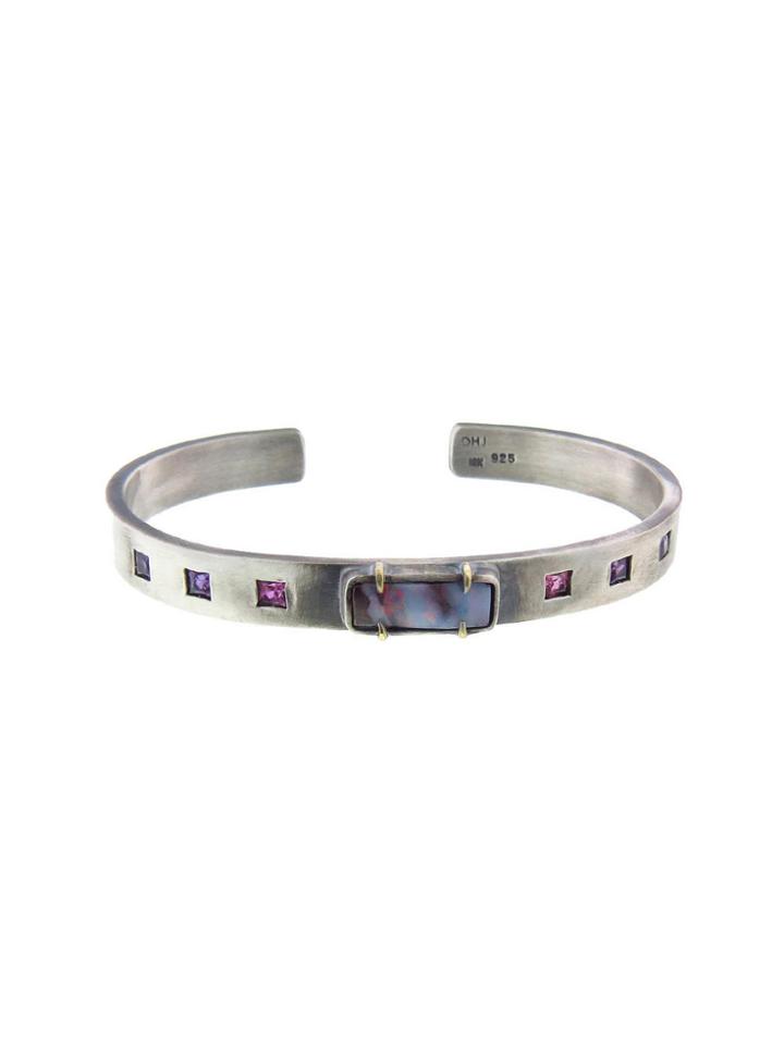 Deanna Hamro Boulder Opal And Princess Cut Sapphire Cuff