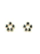 Ariko Black Diamond Flower Studs - Yellow Gold