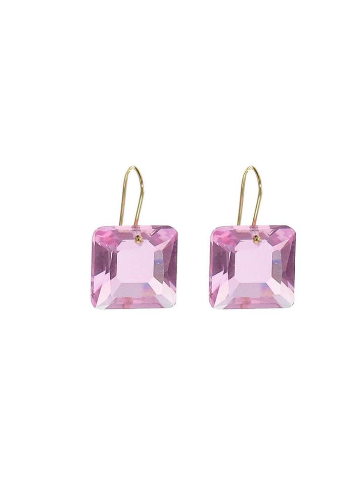 Bruml Pink Quartz Square Earrings