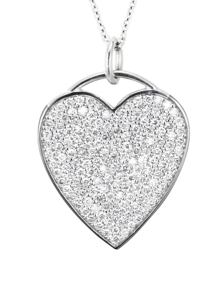 Jennifer Meyer Large Diamond Heart Necklace - White Gold