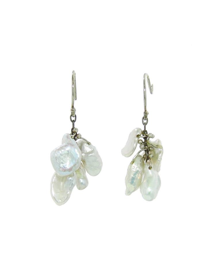 Ten Thousand Things Freshwater Pearl Cluster Earrings - Matte Silver