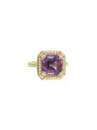 Jude Frances Square Princess Ring With Amethyst - Yellow Gold