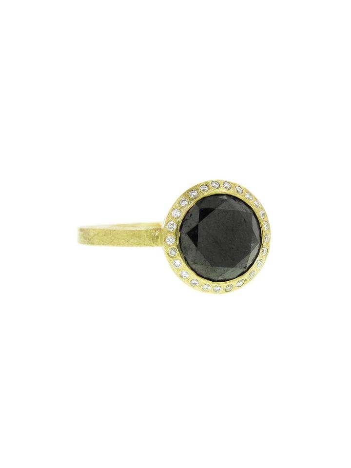 Todd Reed Black Diamond Solitaire Ring In Yellow Gold