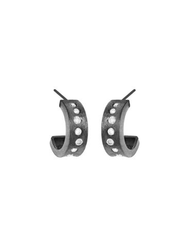 Todd Reed Wide Oxidized Hoops With Diamonds
