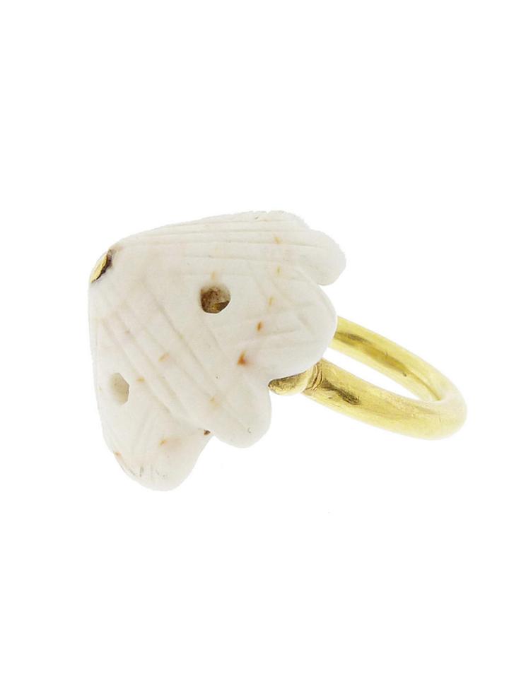 Lfrank Carved Shell Ring In 18 Karat Gold