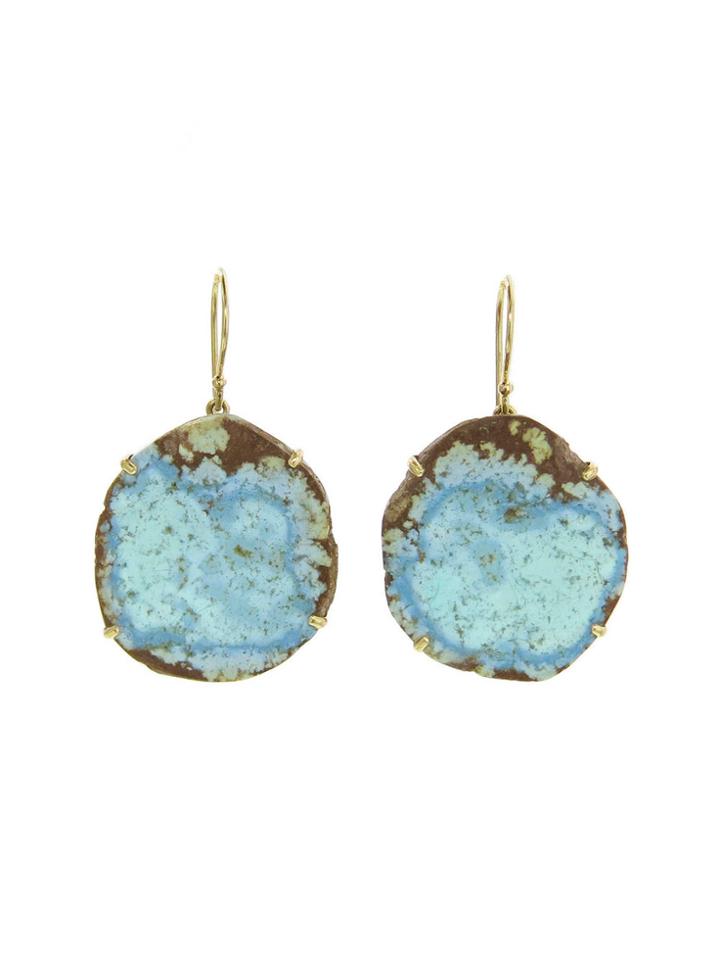 Jamie Joseph Asymmetrical Czech Turquoise Earrings