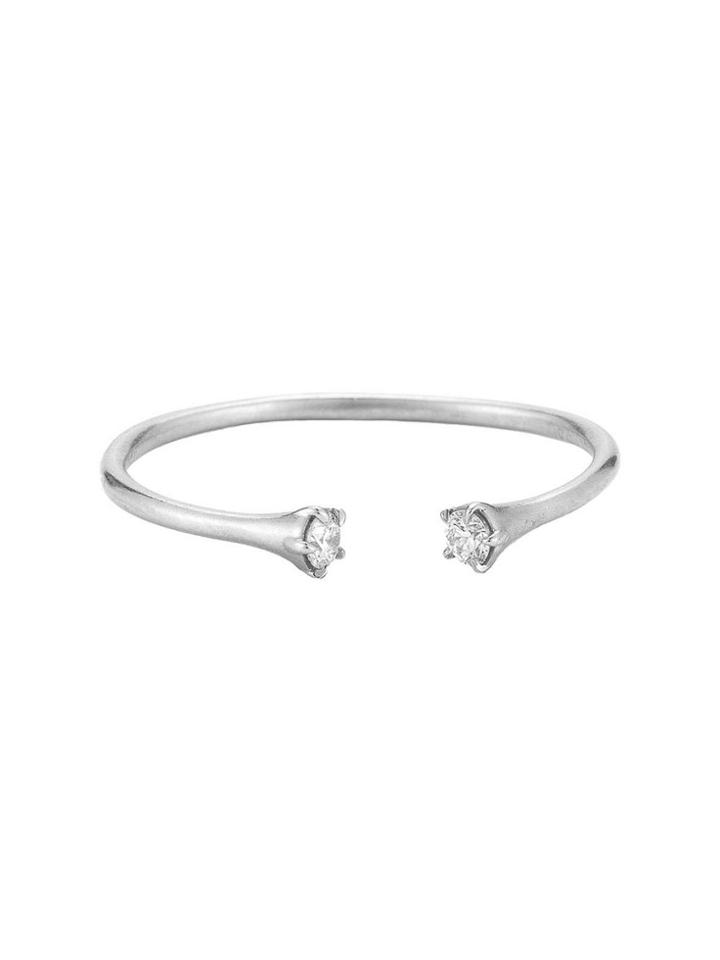 Jade Trau Fluted Band With Diamonds - White Gold Ring