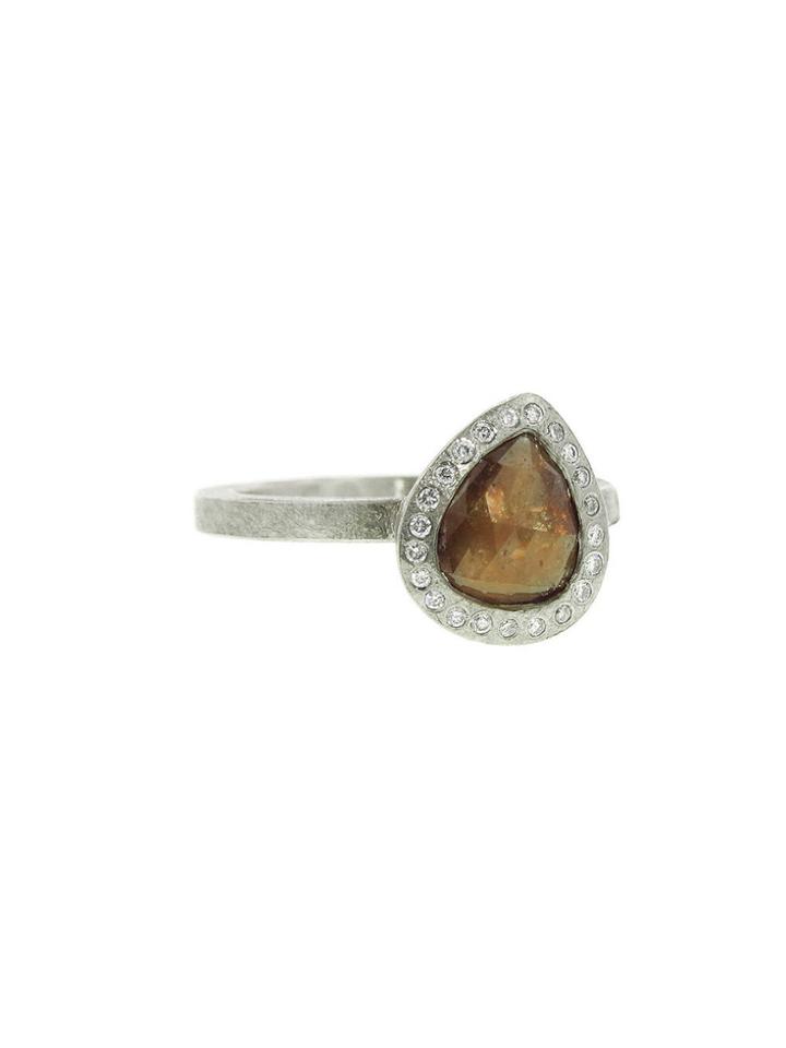 Todd Reed Red Pear Diamond Solitaire Ring In Palladium