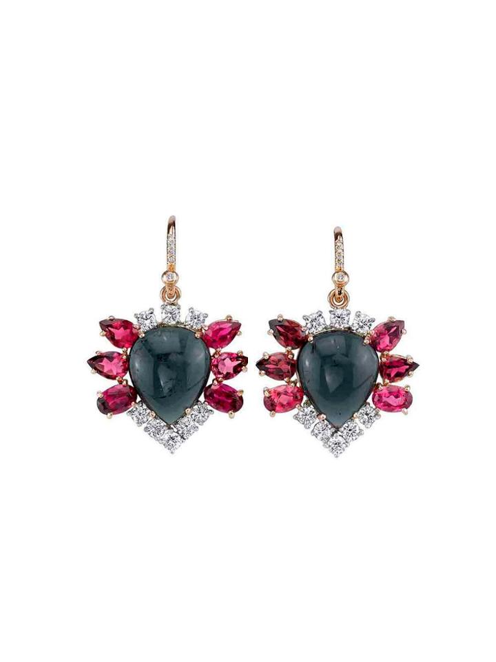 Irene Neuwirth Pink And Indicolite Tourmaline Earrings With Diamonds
