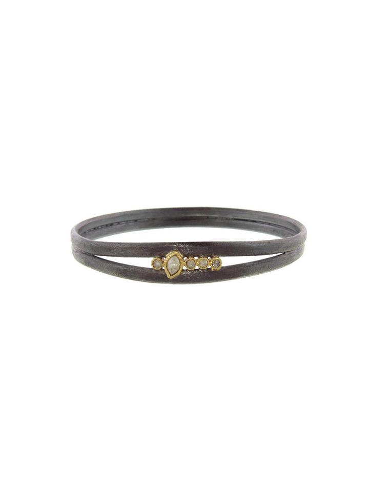 Todd Reed Oxidized Double Band Bangle - Raw Diamond