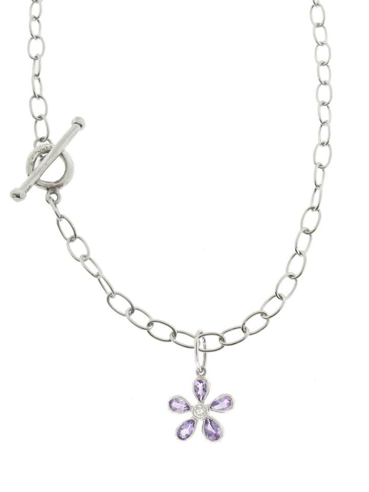 Cathy Waterman Amethyst Daisy Charm - Platinum