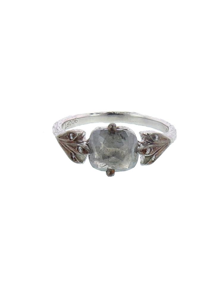 Cathy Waterman Rustic Diamond Leaf Ring - Platinum