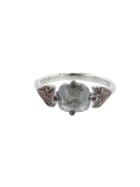 Cathy Waterman Rustic Diamond Leaf Ring - Platinum