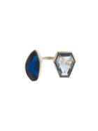 Melissa Joy Manning Sapphire And Azurite Malachite Open Faced Ring