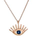 Kismet By Milka Large Eye Necklace With Blue Sapphire In Rose Gold