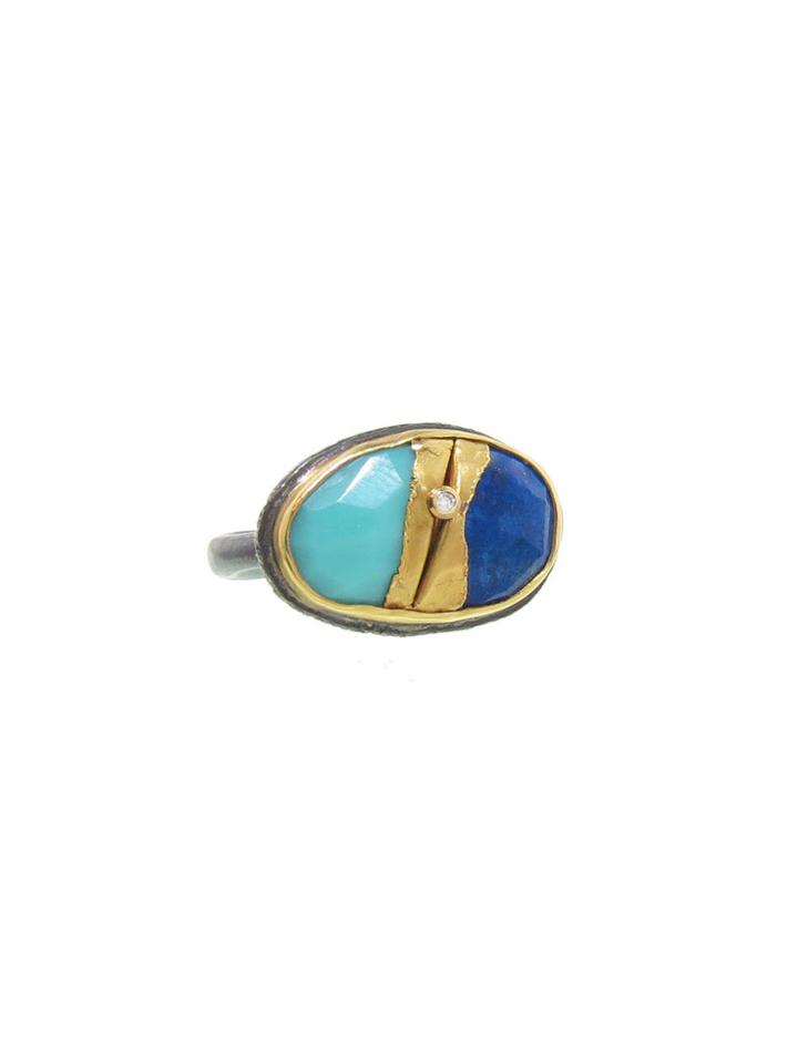Jamie Joseph Lapis And Sleeping Beauty Turquoise Joinery Ring
