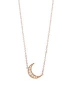 Andrea Fohrman Mini Crescent Moon Necklace With White Diamonds