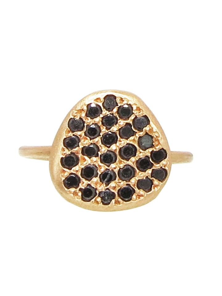 Lfrank Black Diamond Disc Ring In Rose Gold