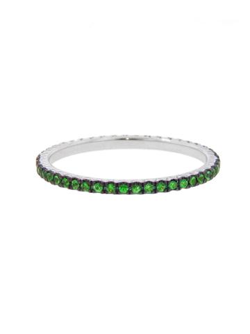 Hidalgo Micro Pave Green Garnet Band - White Gold