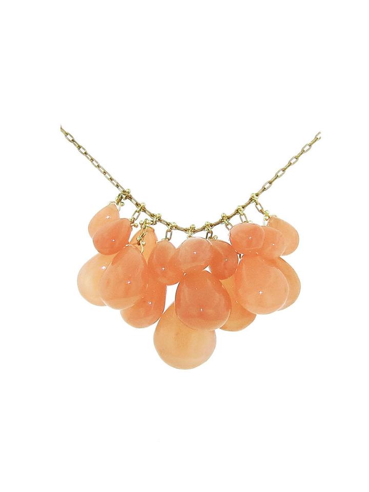 Ten Thousand Things Peach Moonstone Waterfall Necklace In Yellow Gold