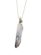 Catherine Michiels White Mother Of Pearl Feather Necklace With Silver And Diamond Star