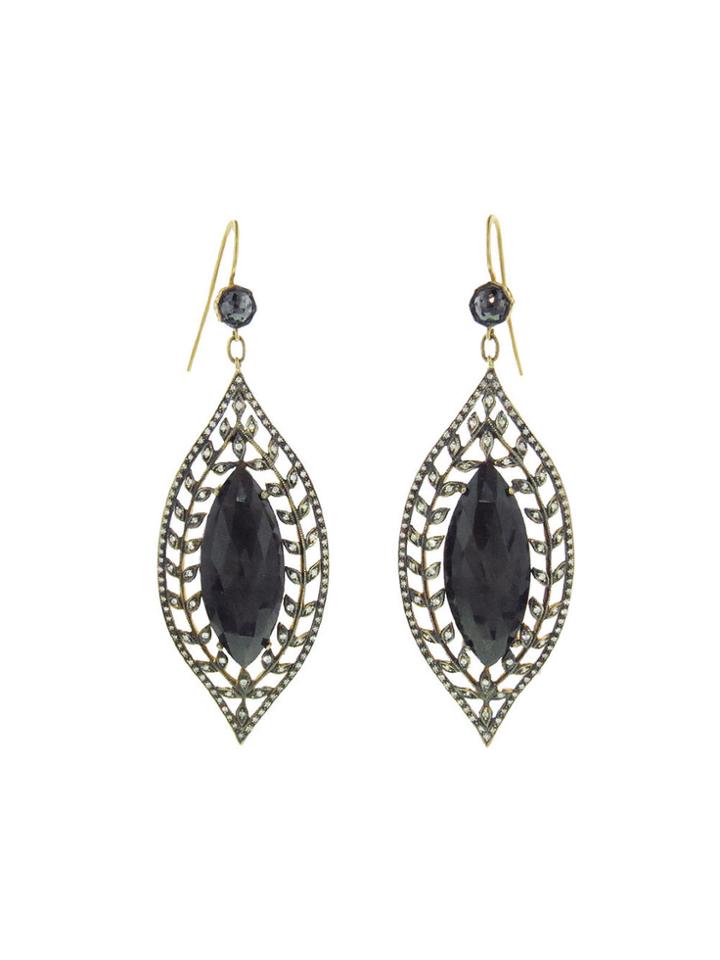 Cathy Waterman Marquise Leaf Frame Earrings