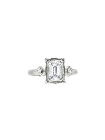 Megan Thorne Picture Frame Ring In White Gold - Emerald Cut
