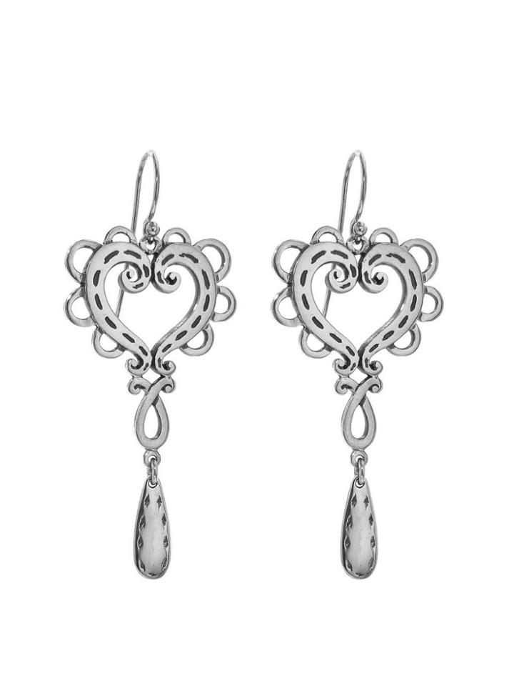 Laurent Gandini Handmade Padlock Heart Earrings In Silver