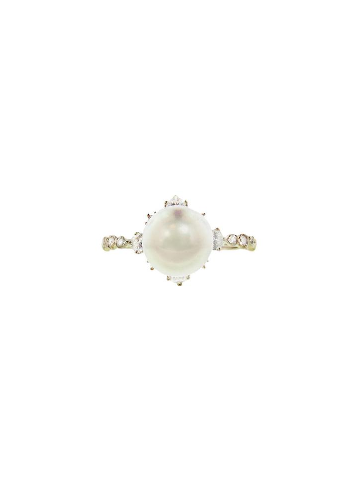 Kataoka Diamond Framed Pearl Ring