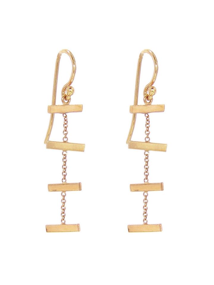 Jennifer Meyer Cross Bar Drop Earrings - Rose Gold