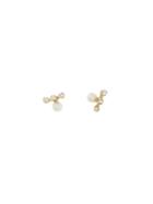 N+a New York Fresh Water Pearl Studs With White Diamonds