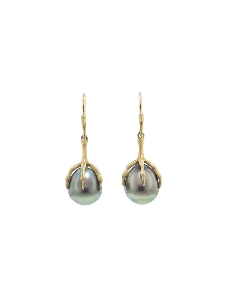Annette Ferdinandsen Black Tahitian Pearl Claw Earrings