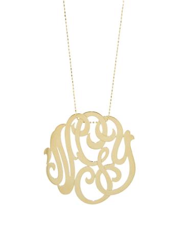 Ginette Ny Large Lace Monogram Necklace - Yellow Gold