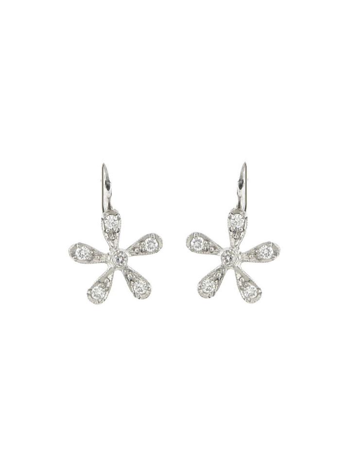 Cathy Waterman Daisy Earrings In Platinum And Diamond