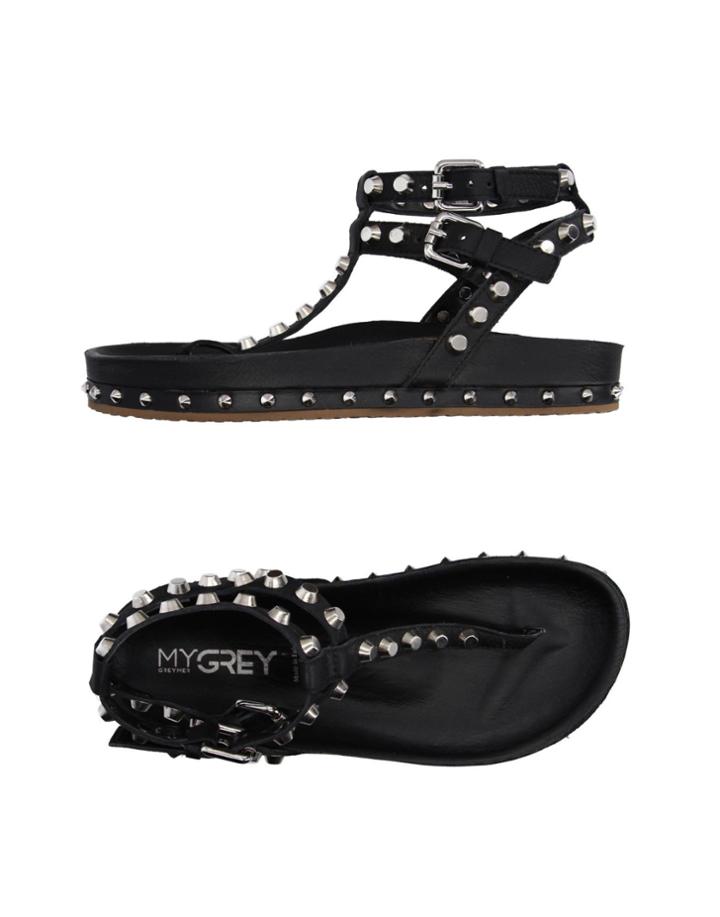 My Grey Toe Strap Sandals