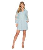 Miss Me - Flower Embroidered Button Down Shirtdress