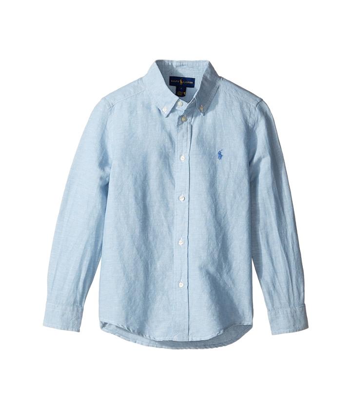 Polo Ralph Lauren Kids - Long Sleeve Cotton Linen Button Down Top