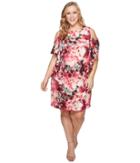 Tahari By Asl - Plus Size Cascade Ruffle Printed Shift Dress