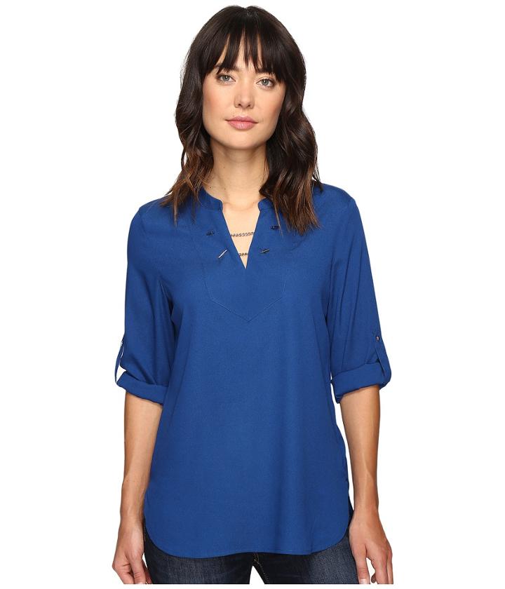 Ivanka Trump - Woven Tunic Top With Gold Hardware Chain