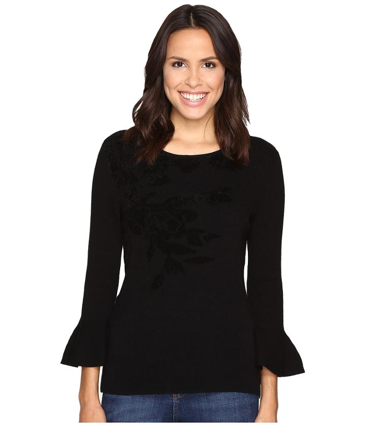 Ellen Tracy - Bell Sleeve Flocked Sweater