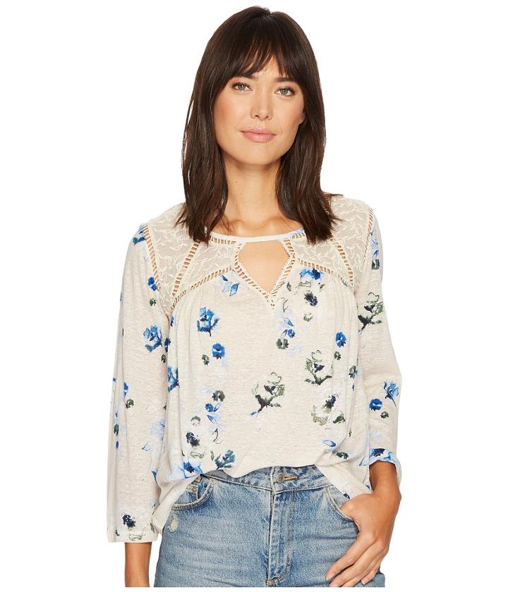 Lucky Brand - Floral Lace Mix Peasant Top