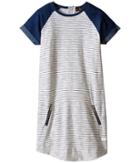 7 For All Mankind Kids - Reverse Jersey Rolled Cap Sleeve Striped Zipper Dress